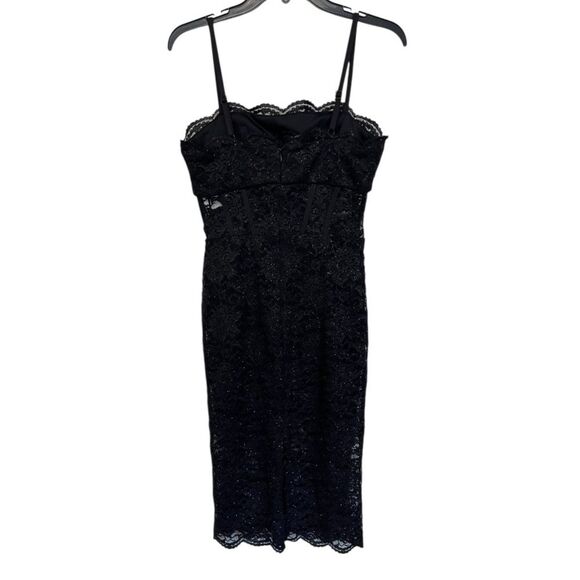 NWT Morgan & Co. | Black Stretch Lace Spaghetti Strap Corset Midi Dress 5 - Picture 3 of 12